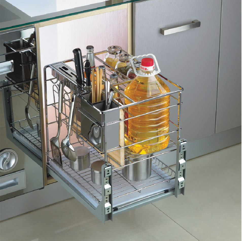 GIÁ CHAI LỌ , DAO THỚT INOX NAN - CÁNH KÉO , RAY TRƯỢT GIẢM CHẤN - MÃ  BC02.400