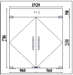 cửa kính thủy lực 2 cánh 1 vách trên