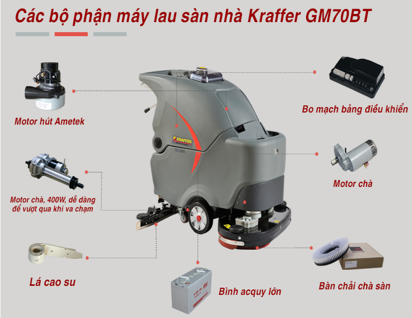Máy cọ rửa lau sàn Kraffer GM 70BT