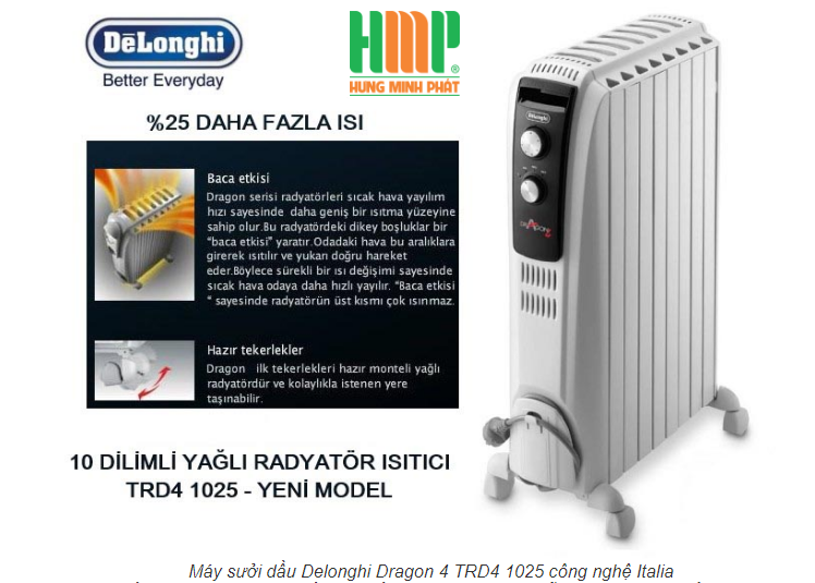 Máy sưởi dầu De'Longhi TRD4 1025