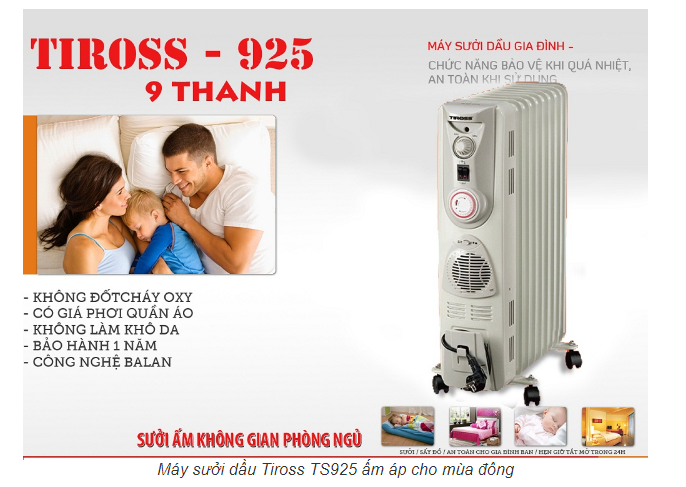 Máy sưởi dầu Tiross TS925