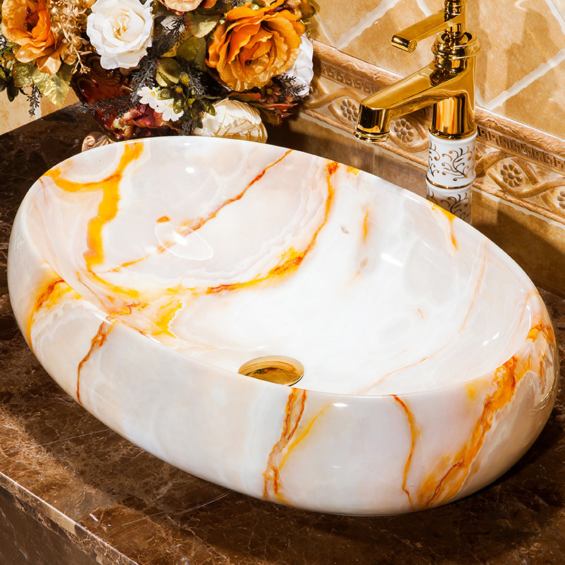 Lavabo sứ mỹ thuật giả vân đá