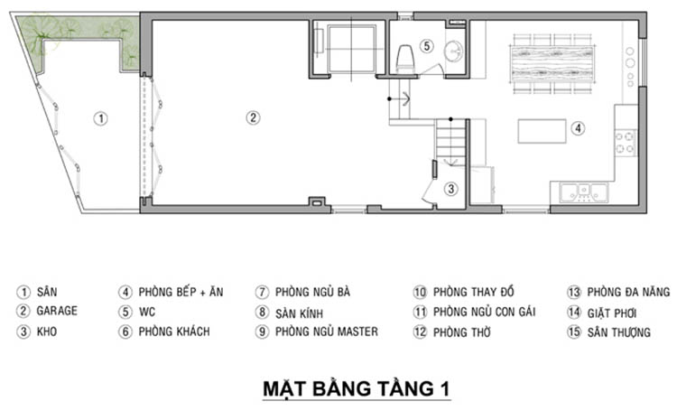 Thiết kế nhà phố mặt tiền 6m đơn giản có gara