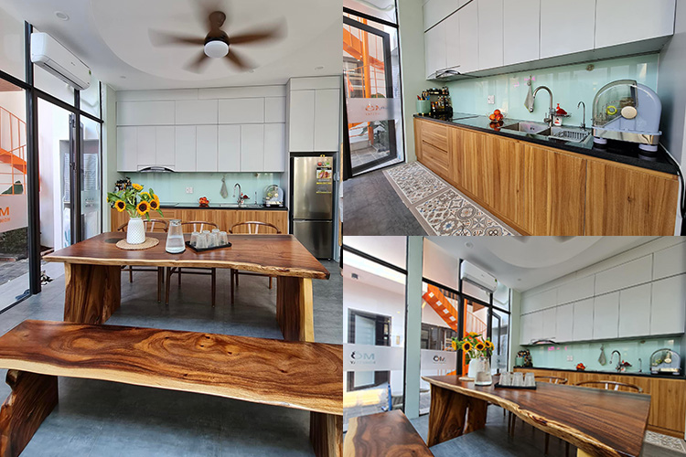 Không gian nội thất bếp + bàn ăn