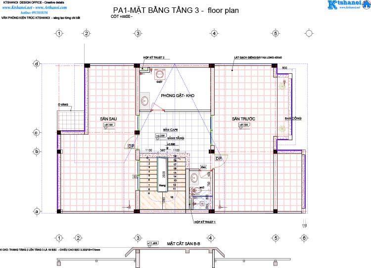 Mẫu thiết kế biệt thự đẹp 3 tầng mặt tiền 9m