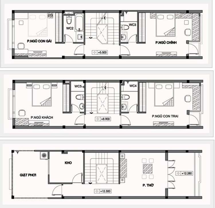 Thiết kế nhà ống 3 tầng 1 tum hiện đại có tầng hầm