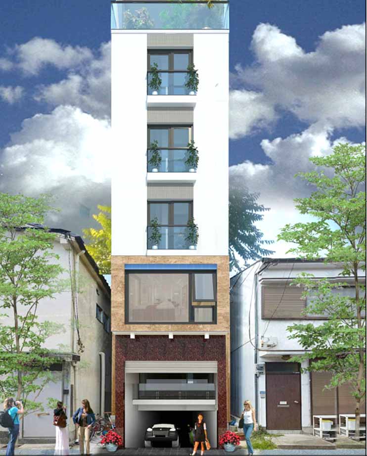 Thiết kế nhà phố mặt tiền 3.5m cho thuê căn hộ cao cấp