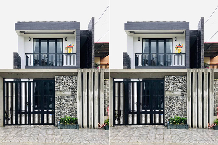 Mặt tiền mẫu thiết kế nhà phố 2 tầng tối giản