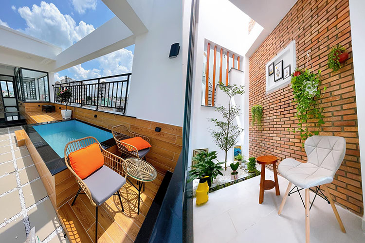 View từ sân thượng và giếng trời