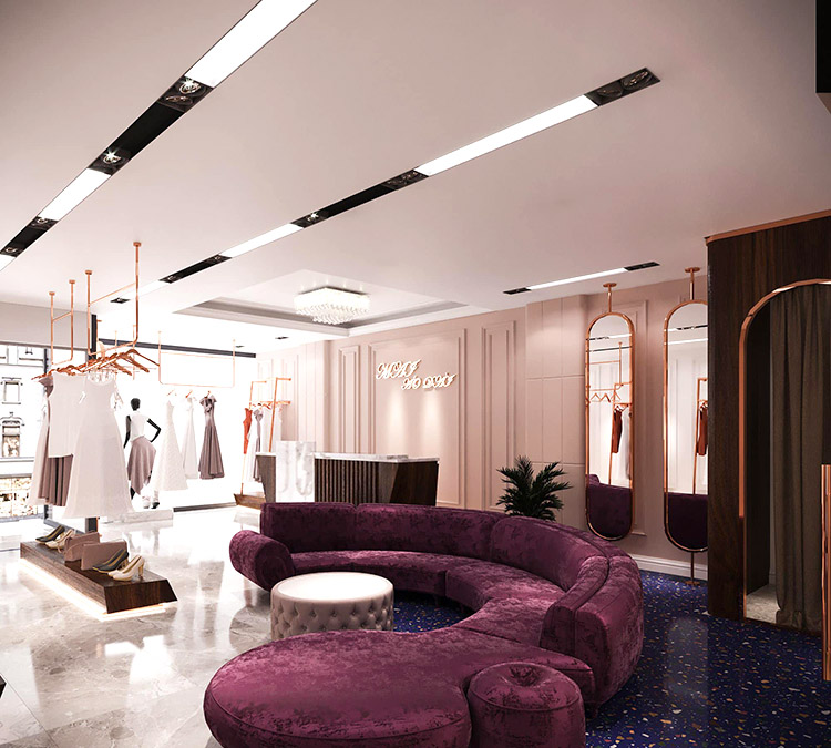 Thiết kế nhà cho thuê tầng 1 làm showroom váy cưới