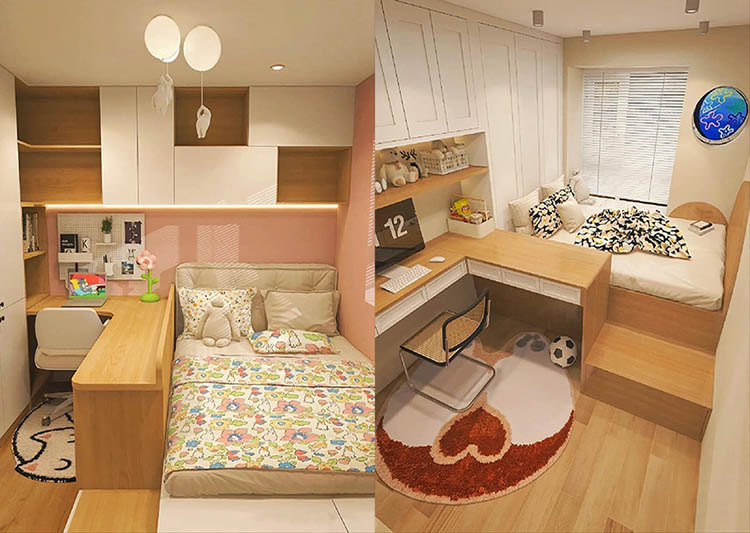 Thiết kế nội thất phòng ngủ 2 con
