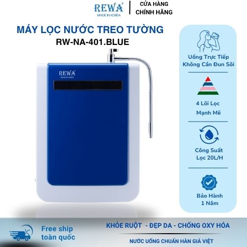 Máy Lọc Nước Treo Tường Rewa RW-RO-401.BLUE Hàng Chính Hãng