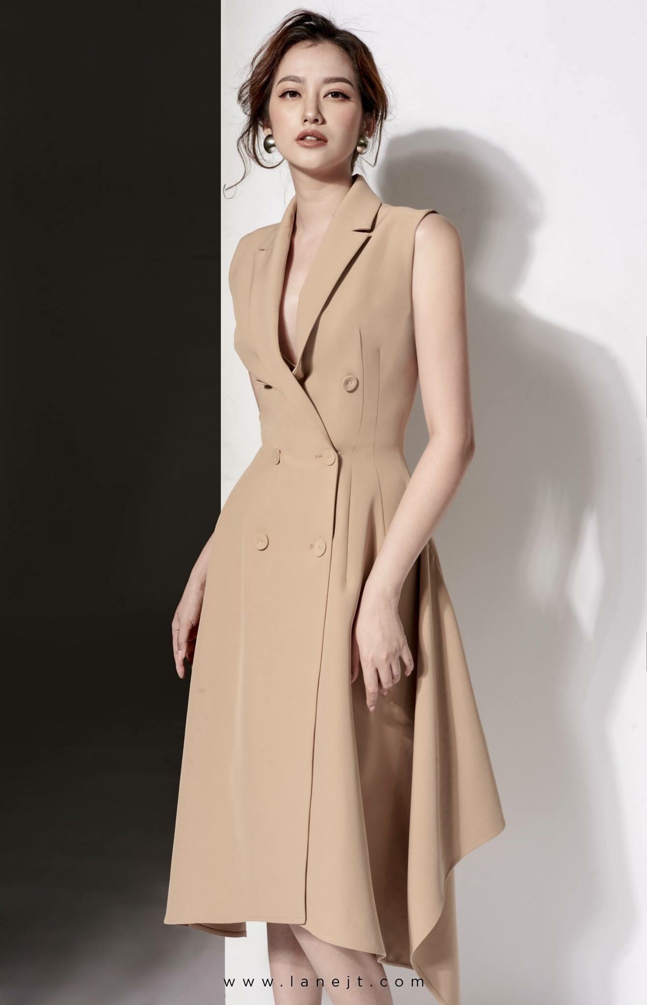 Set áo váy kiểu áo vest cột nơ ngực và váy ngắn - JN50 - AloraShop21