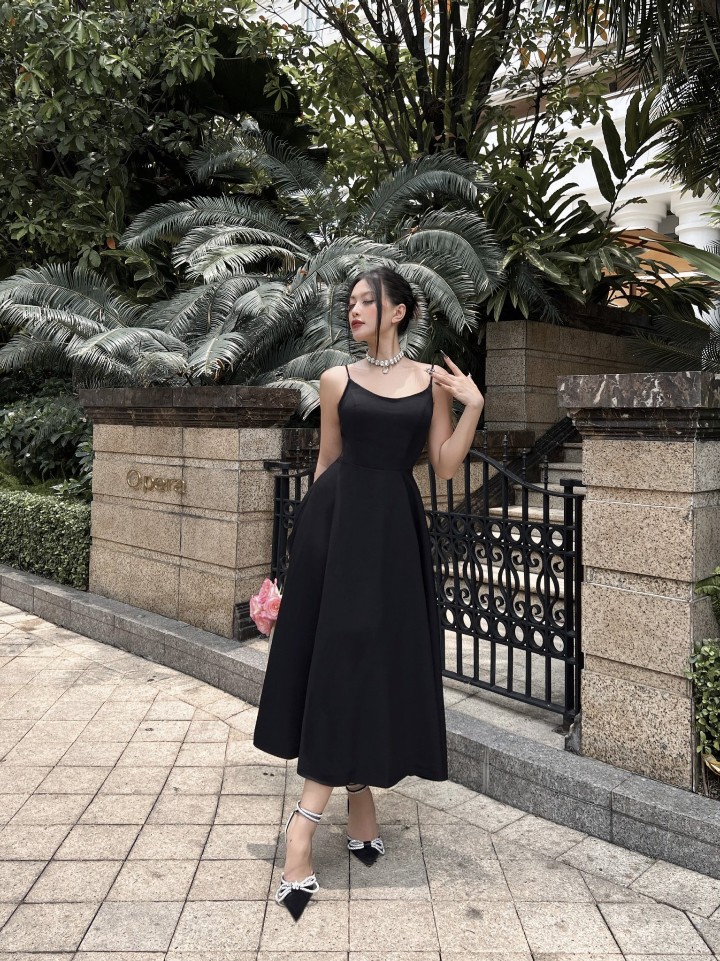 Đầm xòe kiểu hai dây hở lưng dự tiệc sang trọng Alvin Store 0057