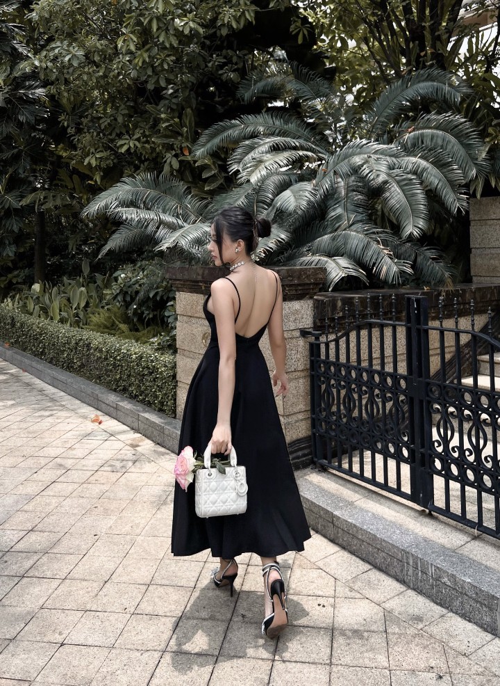 Đầm xòe kiểu hai dây hở lưng dự tiệc sang trọng Alvin Store 0057