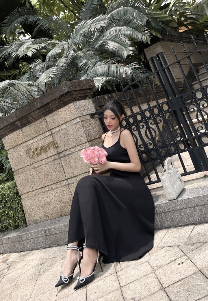 Đầm xòe kiểu hai dây hở lưng dự tiệc sang trọng Alvin Store 0057