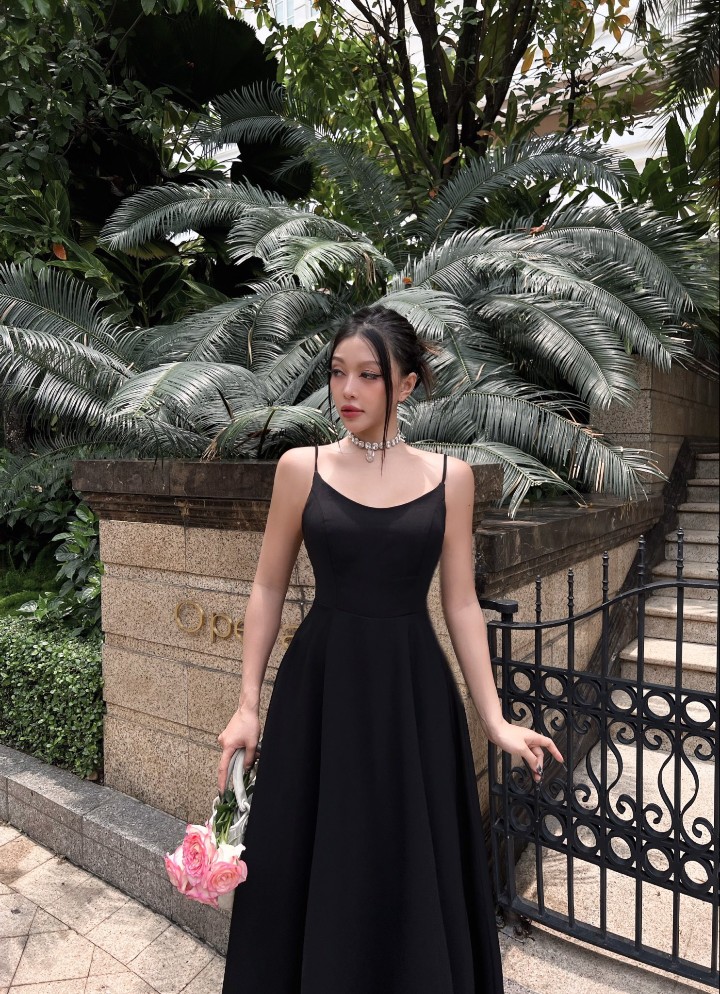 Đầm xòe kiểu hai dây hở lưng dự tiệc sang trọng Alvin Store 0057