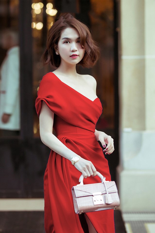 Đầm ôm body kiểu lệch vai xéo tà sang trọng (Xanh rêu)