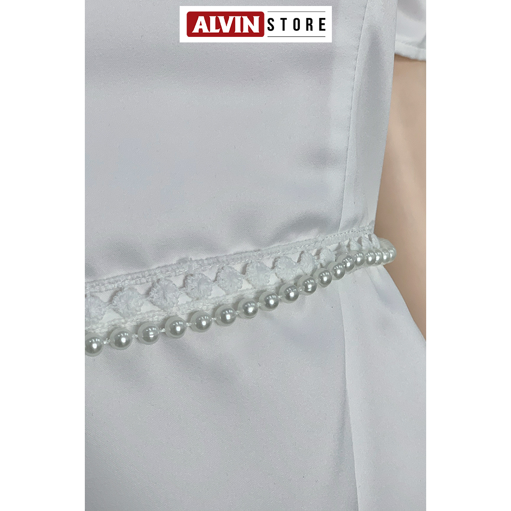 Đầm dạ hội kiểu xoè tay con cổ V eo đính ngọc Alvin Store 0901