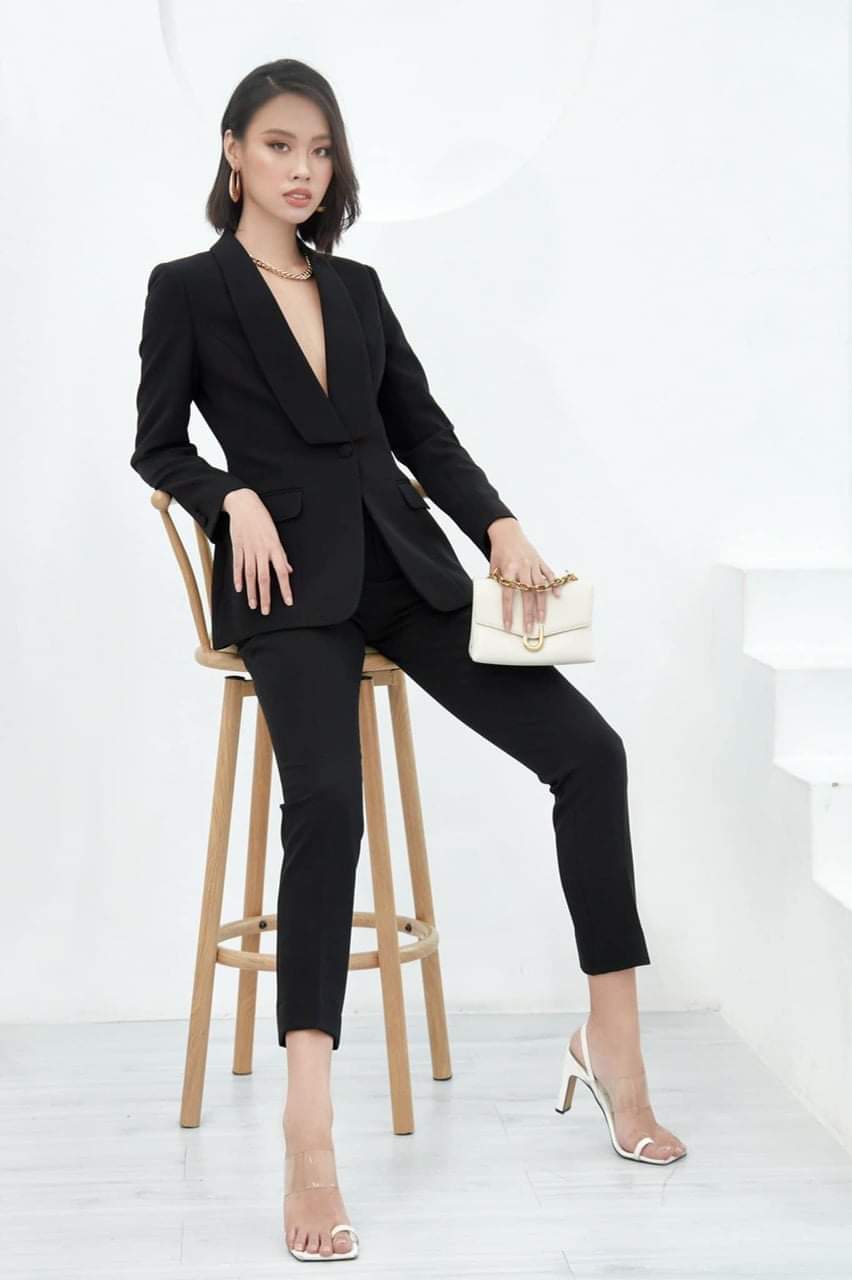 Set bộ vest nữ áo vest tay dài quần tây ống ôm