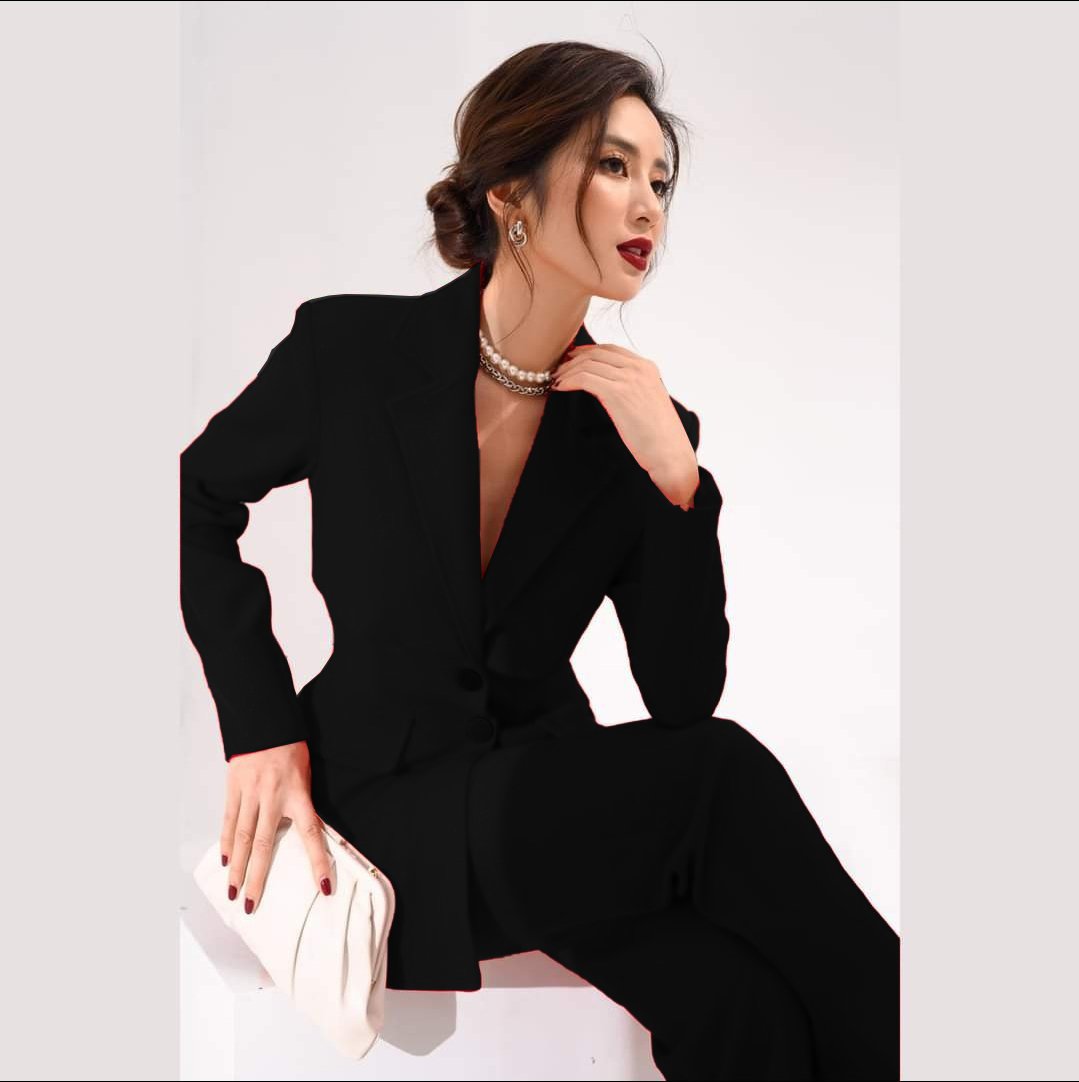 Set bộ vest nữ kiểu áo vest cách điệu phối quần ống suông sang trọng Alvin Store 0997 (Đỏ)