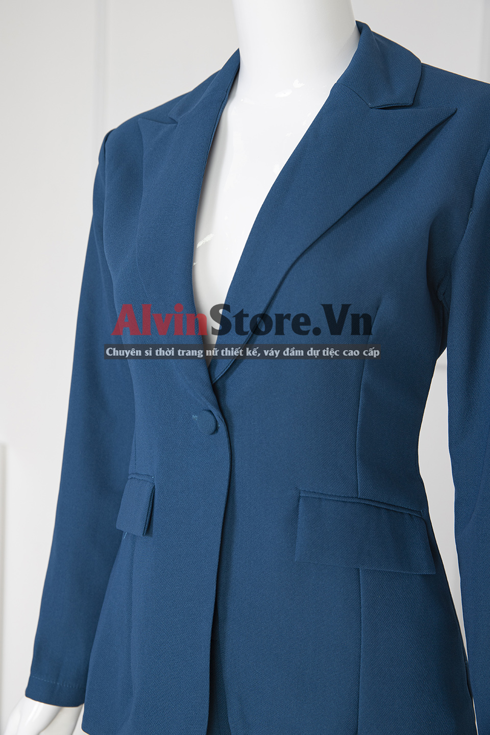 Áo quần kiểu áo vest tay dài quần tây (Xanh)