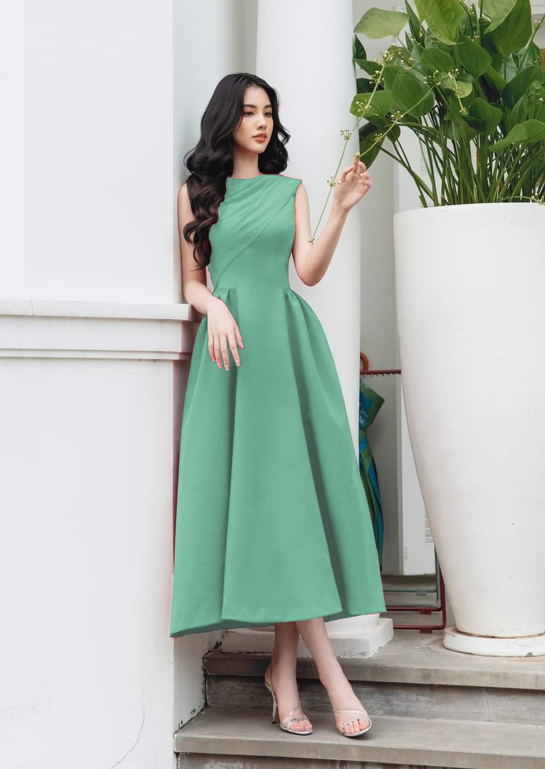 Váy Đầm Xoè Hoa Tone Hồng 3D Đẹp Sang Trọng Cao Cấp Akina Dress