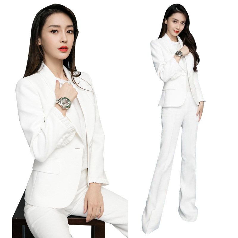 Set áo quần kiểu áo vest tay bèo nút phối quần dài ống suông