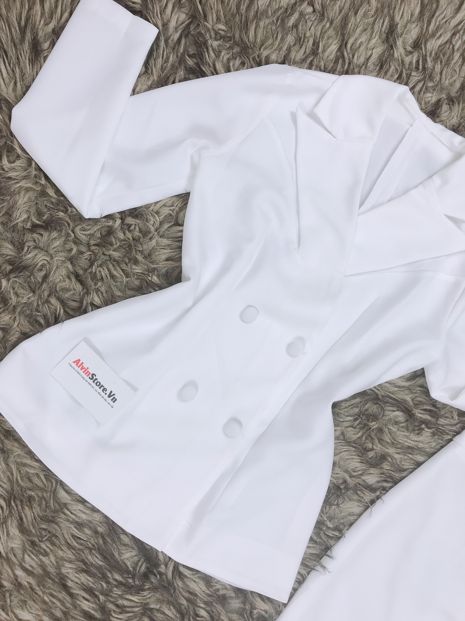 Bộ Vest Nữ Cao Cấp Thiết Kế Áo Vest Tay Dài Quần Ống Ôm Phù Hợp Công Sở Đi Tiệc (Trắng)