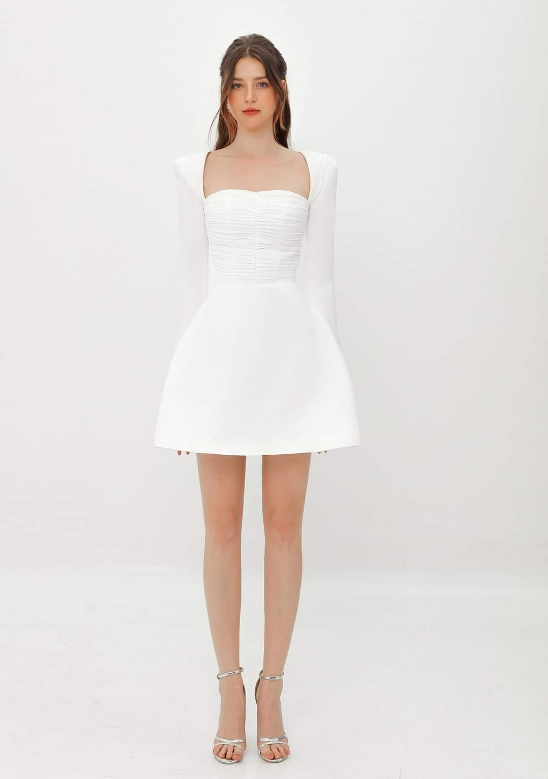 Đầm xòe dáng ngắn tay dài cúp ngực rút nhún Alvin Store 2931 ( Đen )