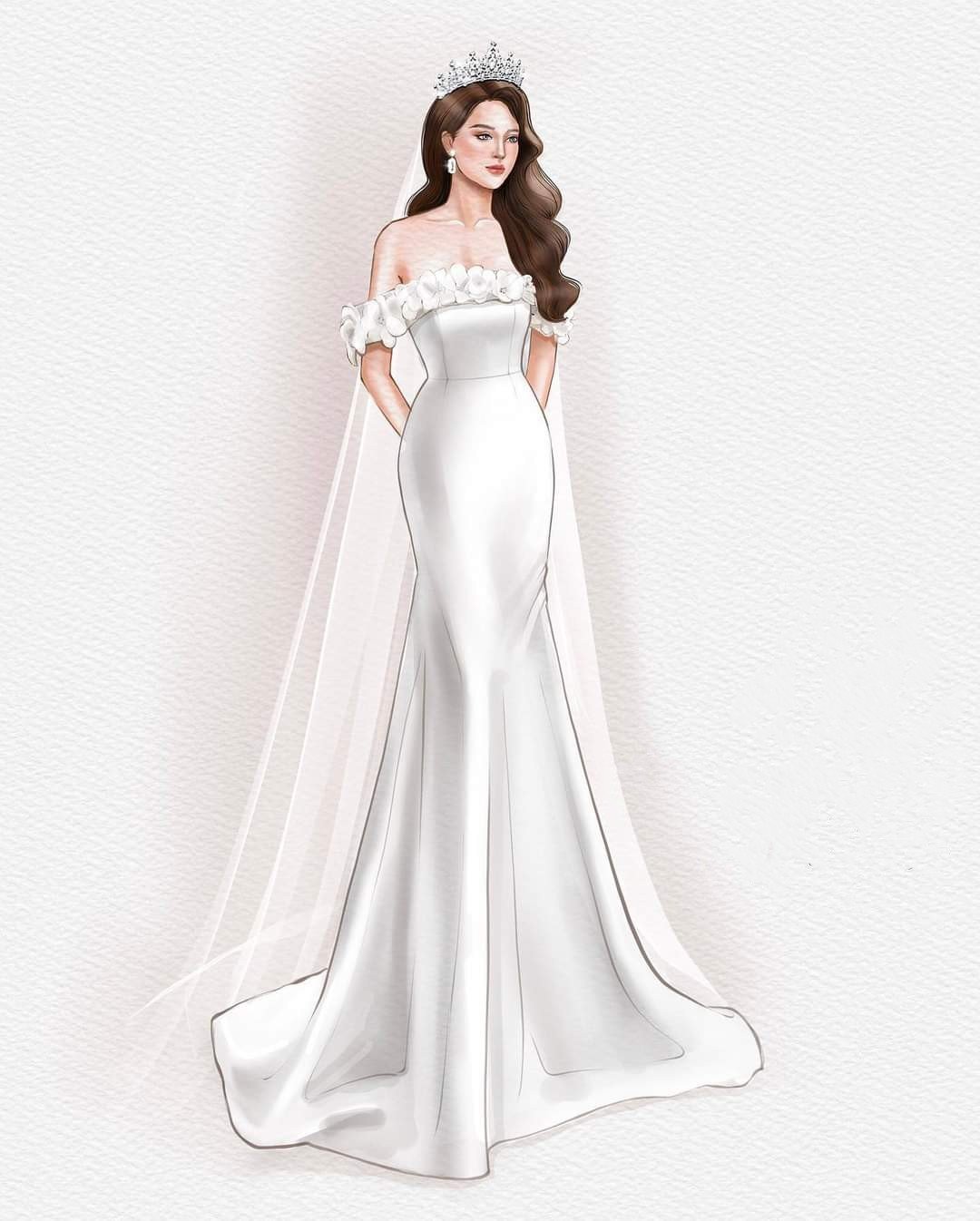 Đầm dự tiệc dáng ôm body dài hở ngang vai cúp ngực phối hoa Alvin Store 2940