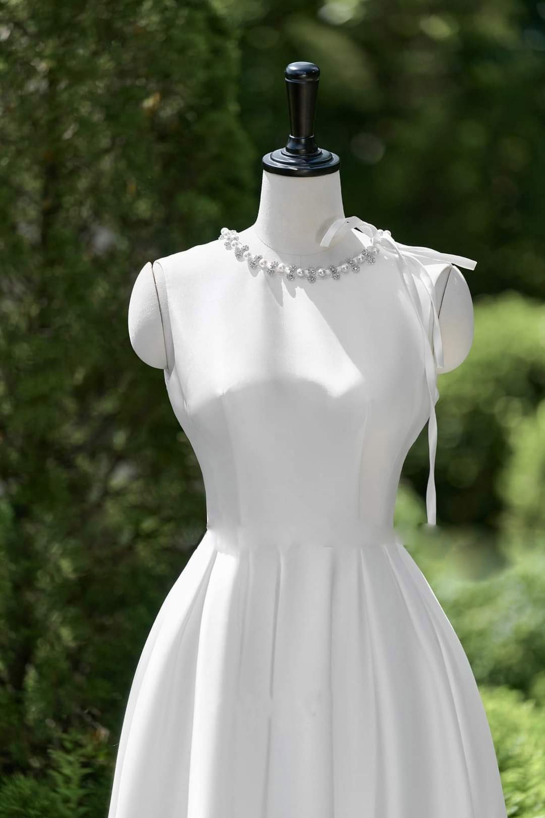 Đầm dự tiệc dáng xòe dài sát nách phối dây ngọc sang trọng Alvin Store 2943