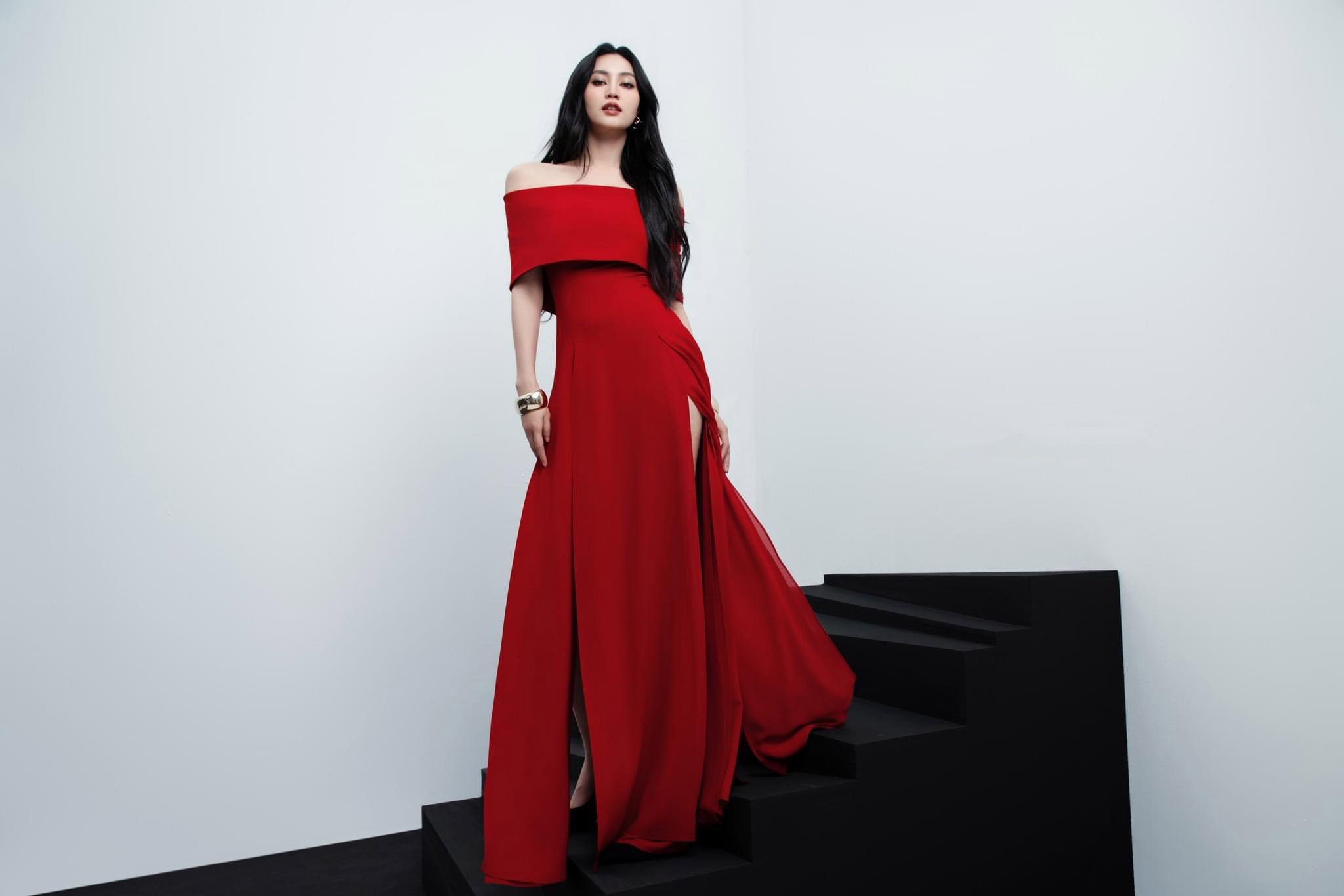 Đầm dự tiệc dáng dài xẻ tà hở vai ngang sang trọng Alvin Store 2947