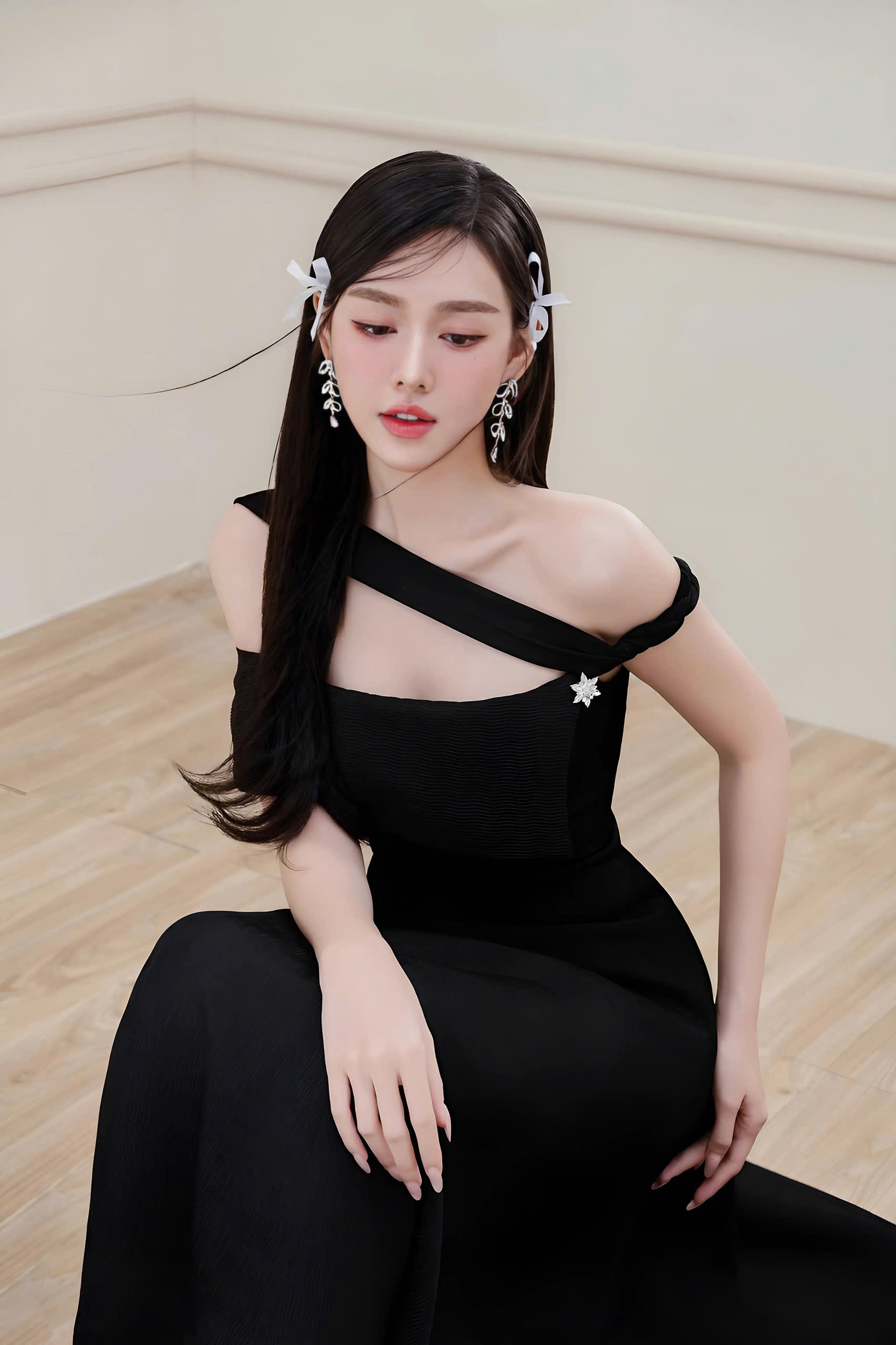 Đầm dự tiệc dáng xoè cúp lệch vai đính đá sang trọng Alvin Store 2954