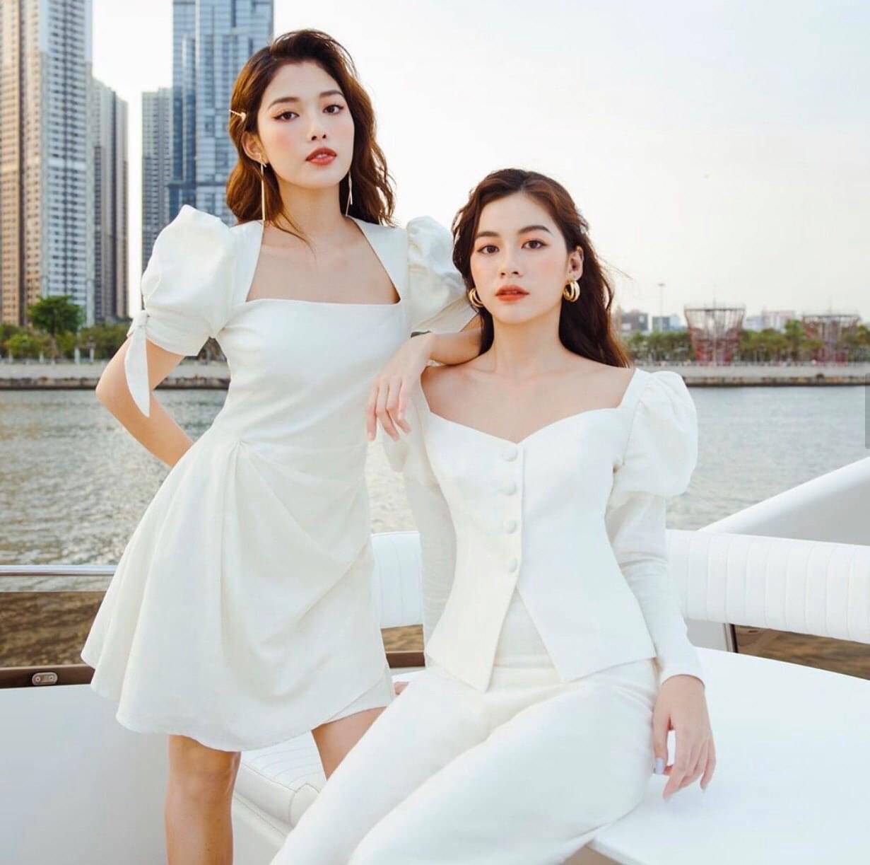 Outlet | Đầm xòe nhung chữ A cổ vuông tay bồng Red Velvet | My Way Fashion  || Thời trang thiết kế cao cấp