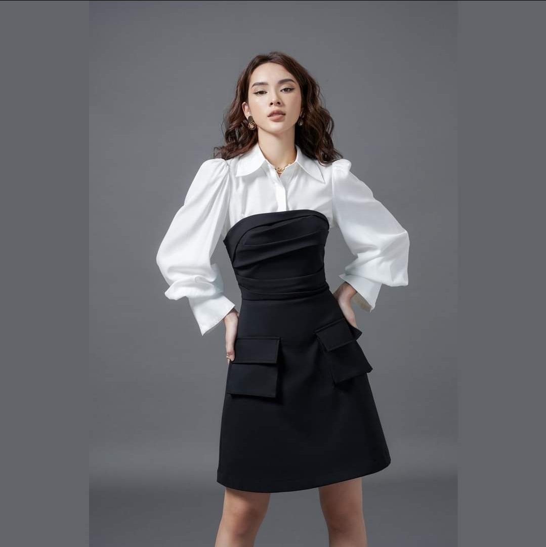Đầm body phối màu đen trắng - Giá 140.000đ tại Mua Chung