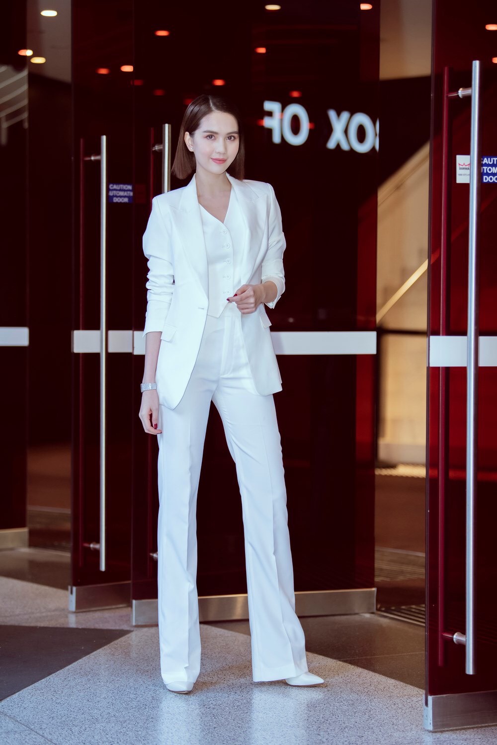 Áo quần kiểu áo vest tay dài kèm áo trong quần tây (Hồng)