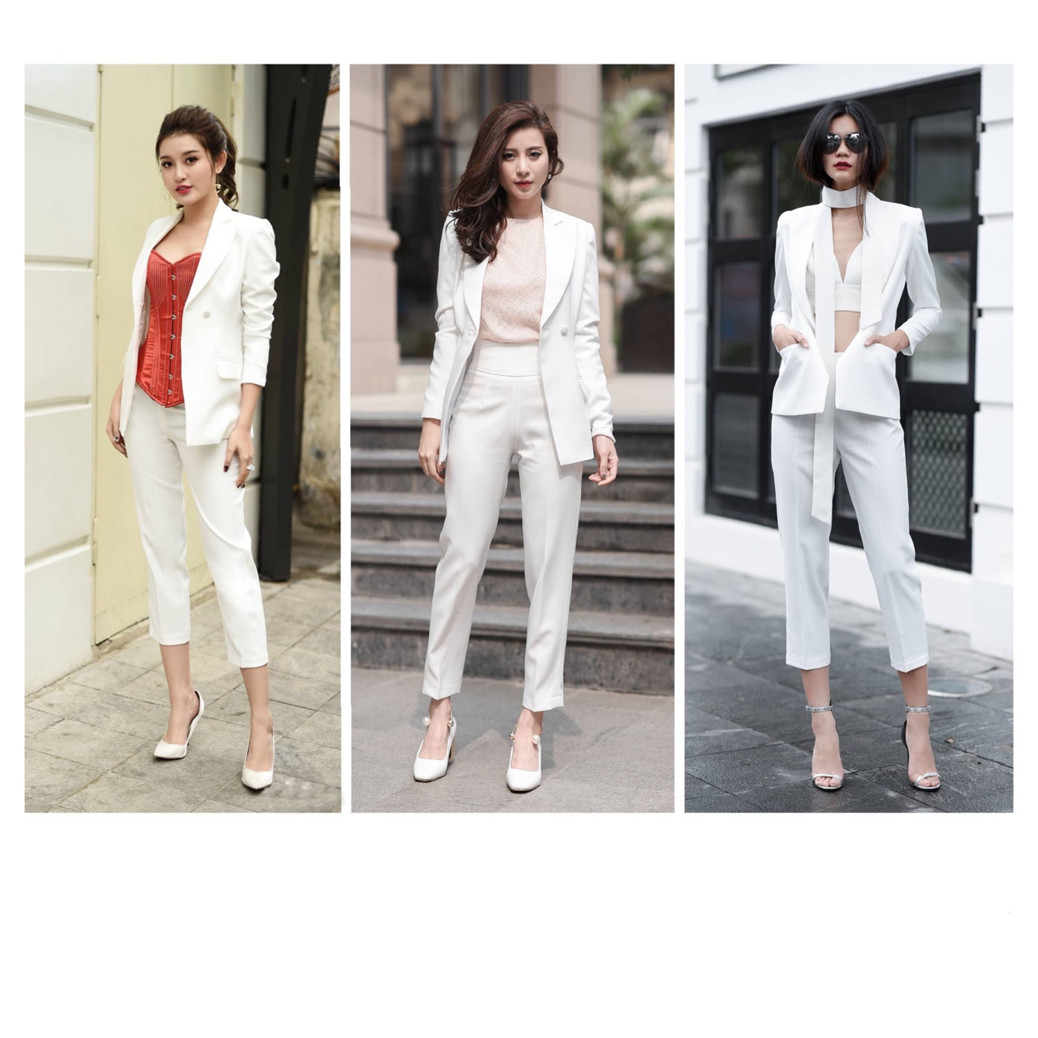 Sét áo quần kiểu áo vest tay dài quần lưng cao