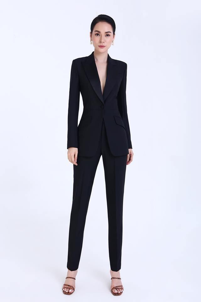 Áo quần kiểu áo vest tay dài quần tây (Xanh)