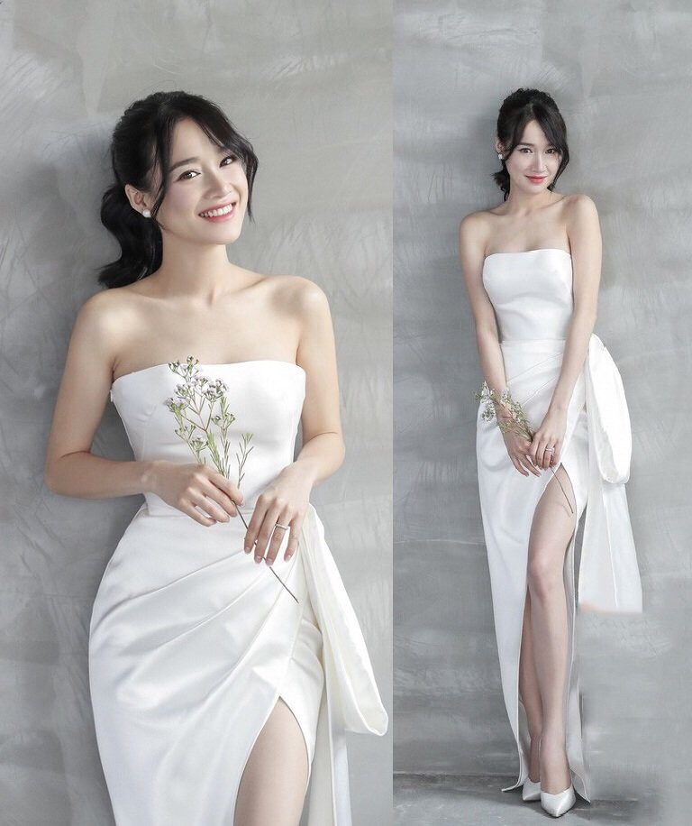 Đầm dạ hội kiểu cúp ngực nơ chéo tà