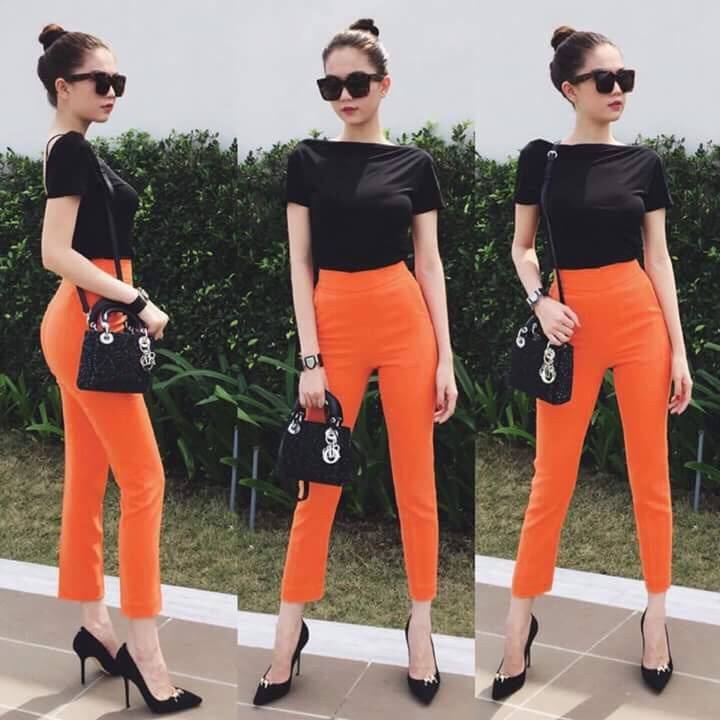 Áo quần Ngọc Trinh kiểu áo tay con quần ôm