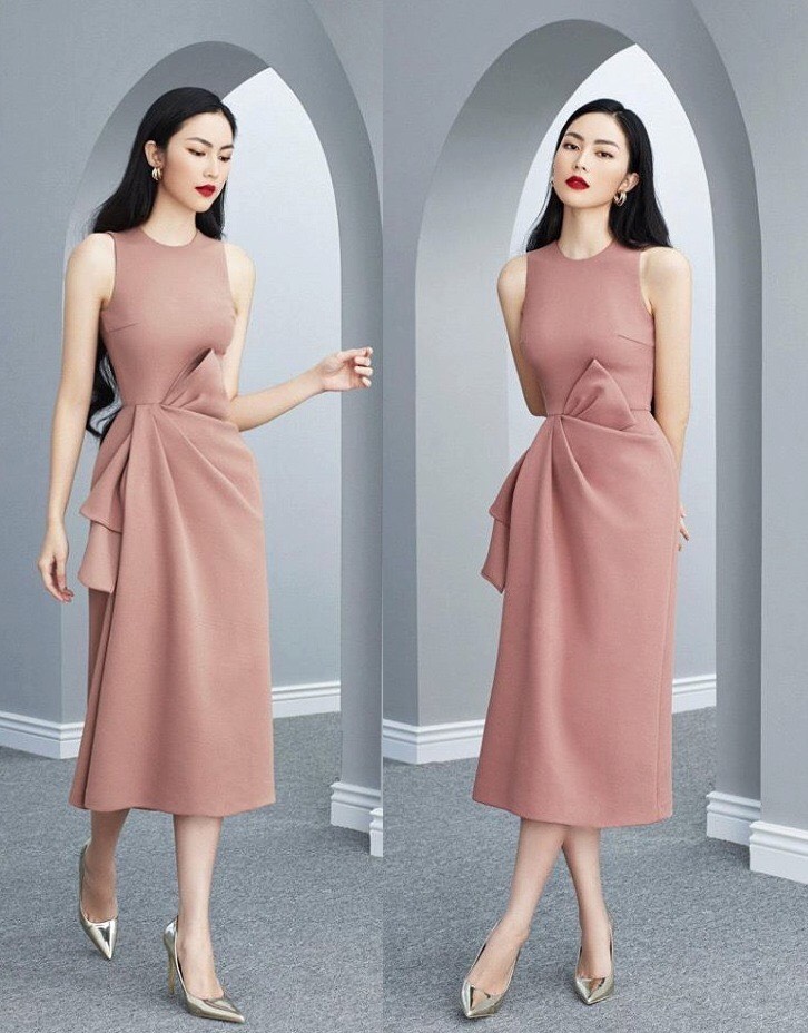 Đầm xòe kiểu sát nách xếp ly nơ eo (Trắng)