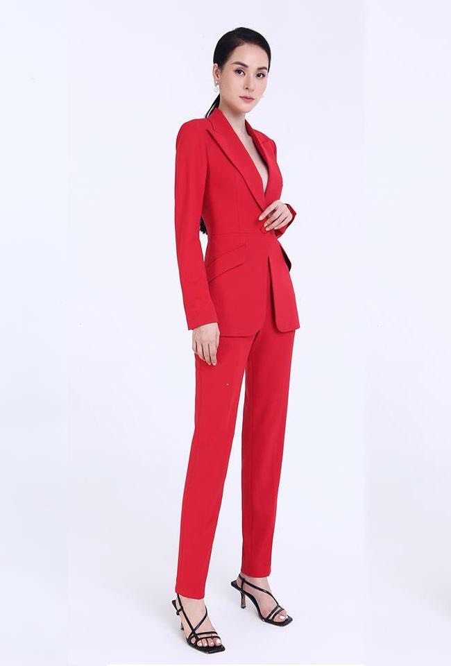 Áo quần kiểu áo vest tay dài quần tây (Xanh)