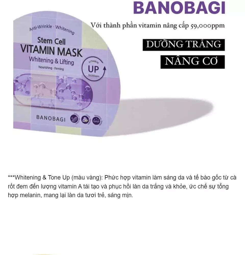 Mặt nạ BANOBAGI Stem Cell Vitamin Mask Whitening & Lifting