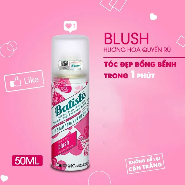 Dầu gội khô Batiste Dry Shampoo Fragrance 50ml