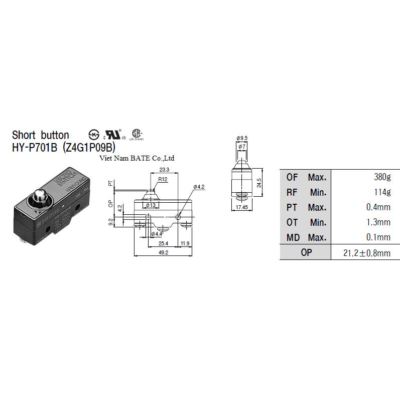 Công tắc hành trình Hanyoung HY-P701B