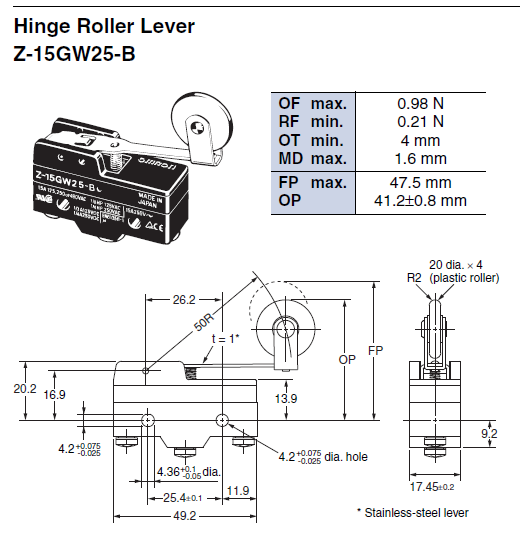Công tắc hành trình Omron Z-15GW25-B