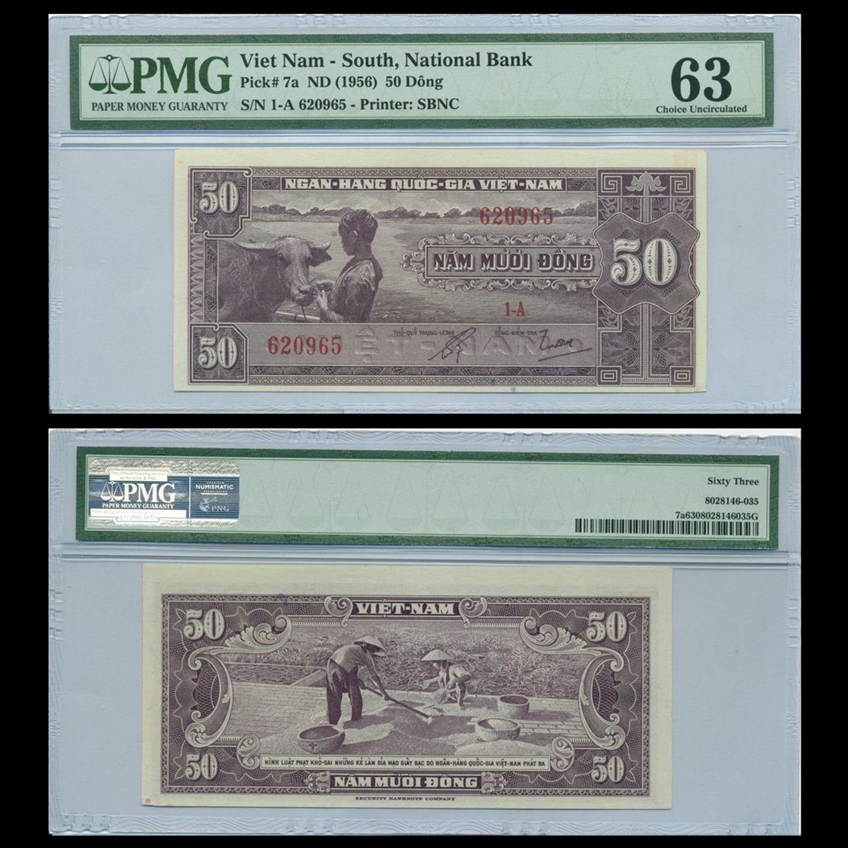 50 đồng, Xõi mũi trâu - Nông dân phơi thóc 1956 VNCH