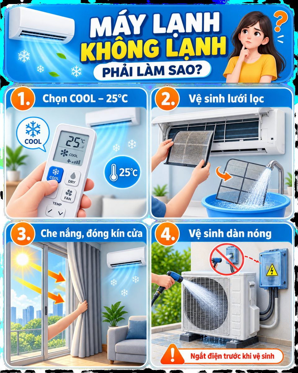 Máy lạnh không lạnh phải làm sao?