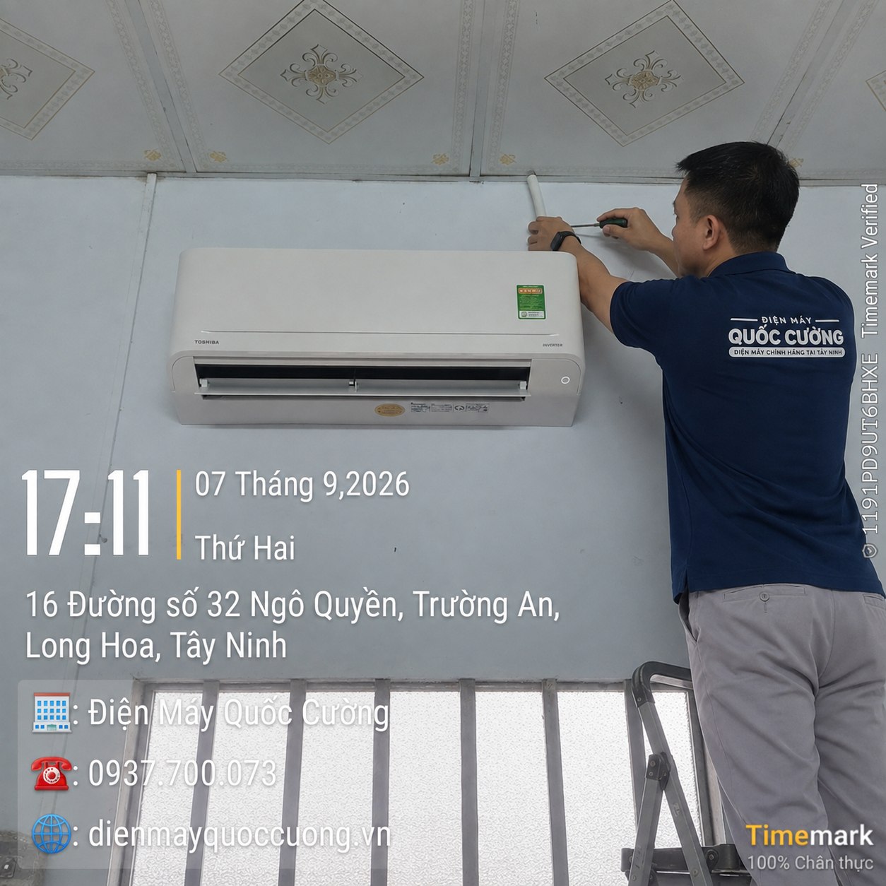 Lắp đặt máy lạnh Toshiba Inverter 1,5 HP RAS-H13S5KCV2G-V tại Long Hòa, Tây Ninh